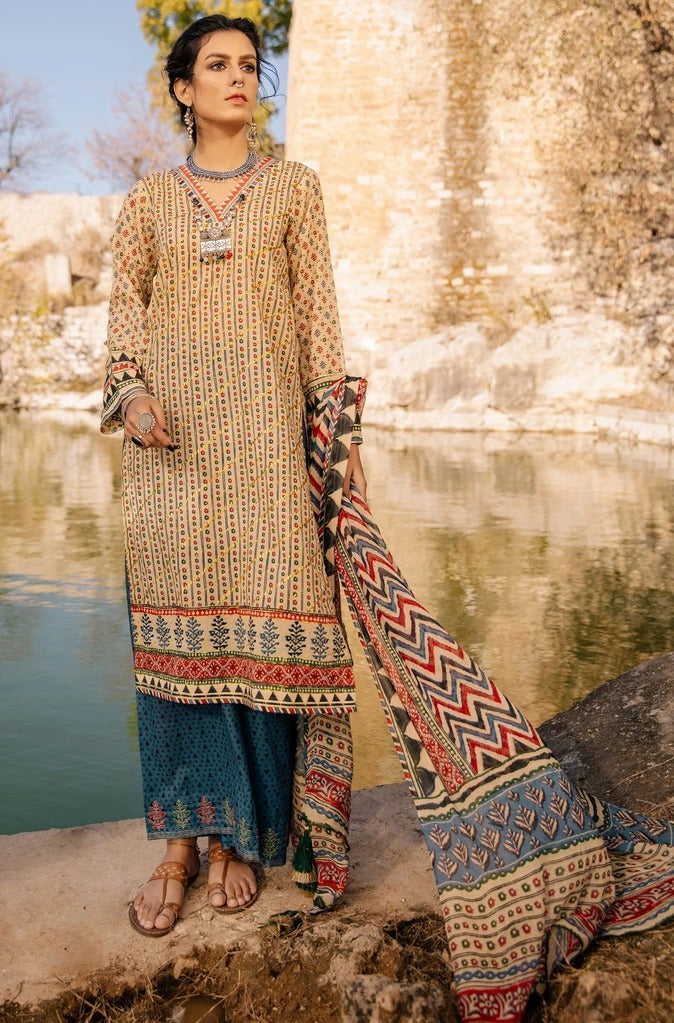 Lakhani Spring 3 Piece Unstitched Embroidered Lawn Suit SG-2109