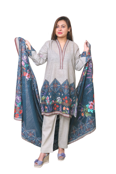 ZS Textile Salina Khaddar Printed Stitched 3 Piece Suit SKP5-004