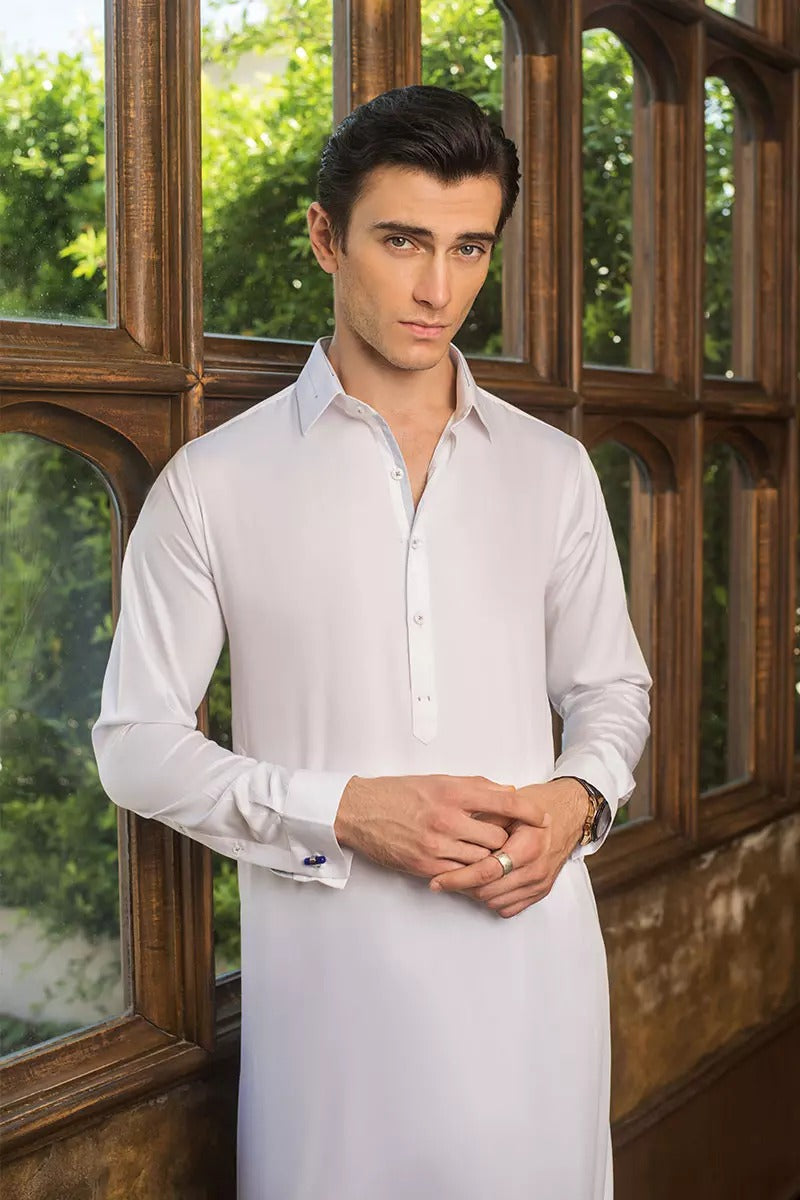 Gul Ahmed Ready to Wear Off White Regular Fit Fashion Suit 100% Cotton SKS-150