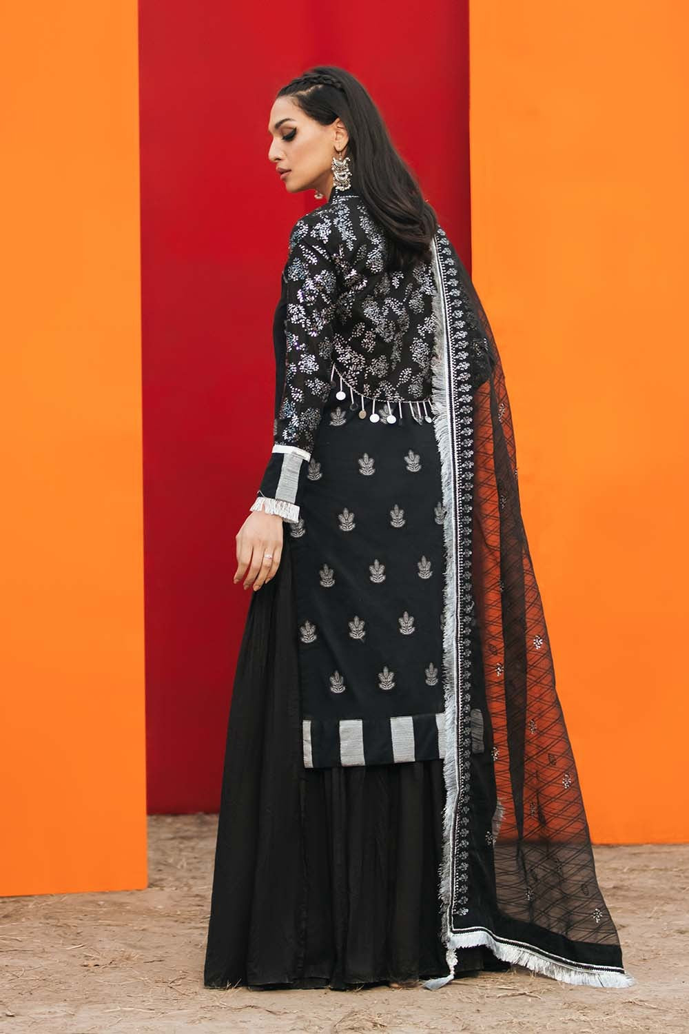 Gul Ahmed 3PC Festive Eid Embroidered Suit With Embroidered Organza Dupatta SP-08