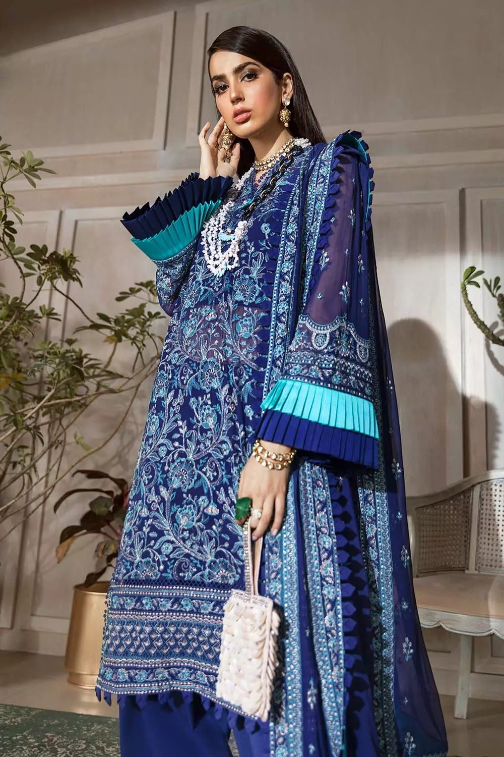 Gul Ahmed 3PC Unstitched Chiffon Embroidered Suit SP-13
