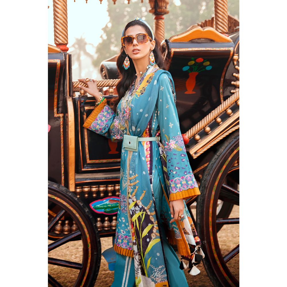 Digital Printed and Embroidered Unstitched 3 Piece Suit SSM-38