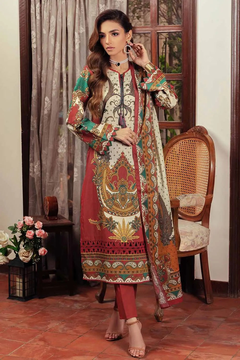 Gul Ahmed 2PC Unstitched Cotton Printed Suit TCN-22006