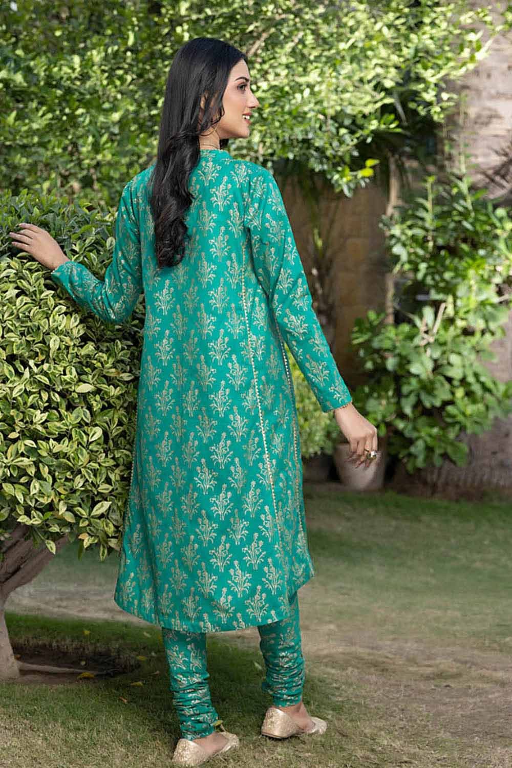 Gul Ahmed 2PC Lawn Suit Unstitched Gold Printed Shirt Trouser TL-32047