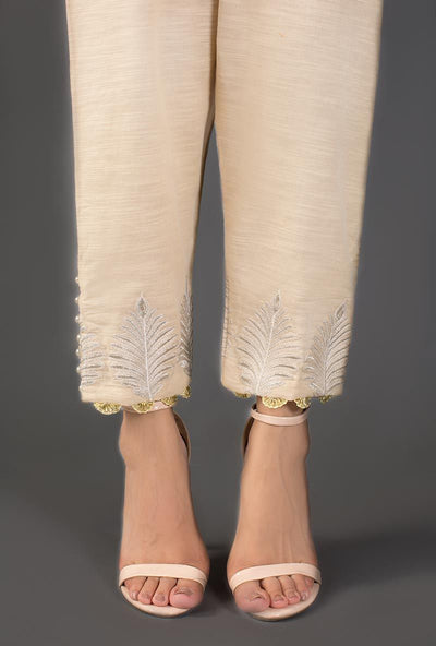 Gul Ahmed Embroidered Stitched Beige Trousers TR-19-72