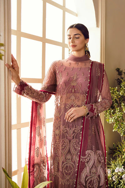 Afrozeh 3 Piece Stitched Net Embroidered Suit - VALENTINA