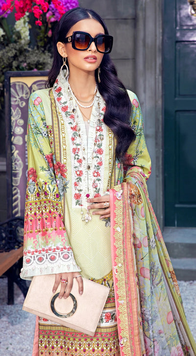 Anaya By Kiran Chaudhry 3 Piece Unstitched Lawn Suit - VL21-06-B-FLORA