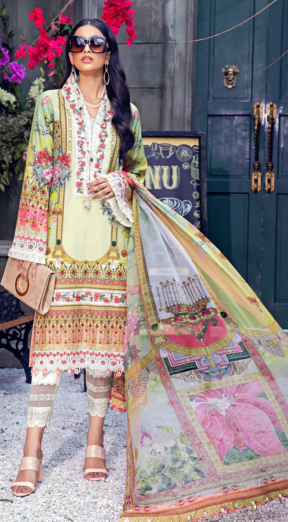 Anaya By Kiran Chaudhry 3 Piece Unstitched Lawn Suit - VL21-06-B-FLORA