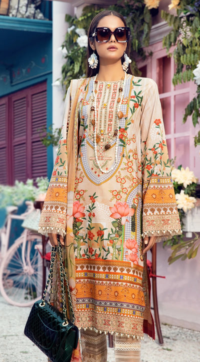 Anaya By Kiran Chaudhry 3 Piece Unstitched Lawn Suit - VL21-08-A-TRICIA