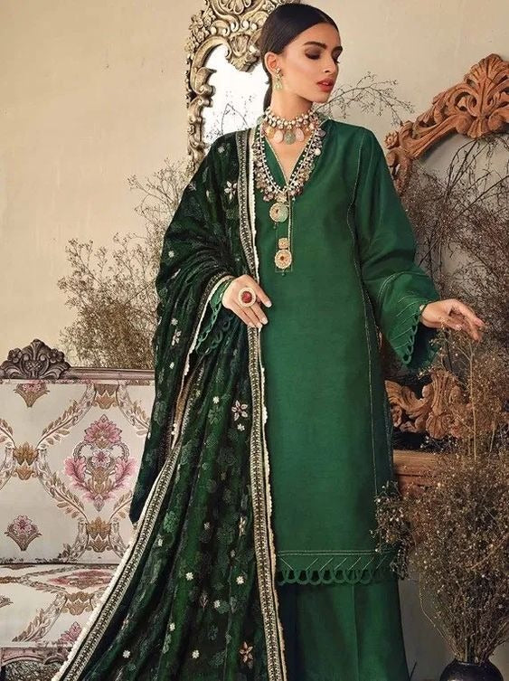 Gul Ahmed 3 PC Unstitched Embroidered Velvet Suit with Velvet Shawl VSH-14