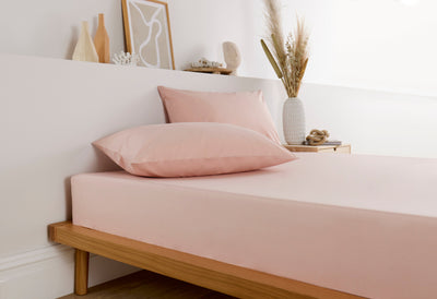 Vantona Hotel Collection Plain Dye Fitted Sheet & Pillowcase Pair 200TC - Pink (Sold Separately)