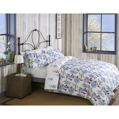 Vantona Darcy Floral Design Duvet Cover Set - Blue