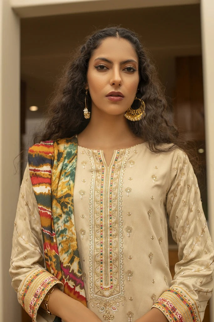 Lakhany 3 Piece Unstitched Embroidered Cottel Suit WCC-5024