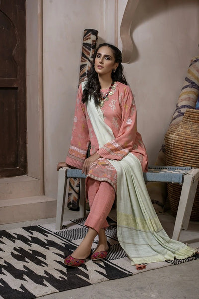 Lakhany 03 Piece Unstitched Embroidered Fancy Slub Suit WEC-5021
