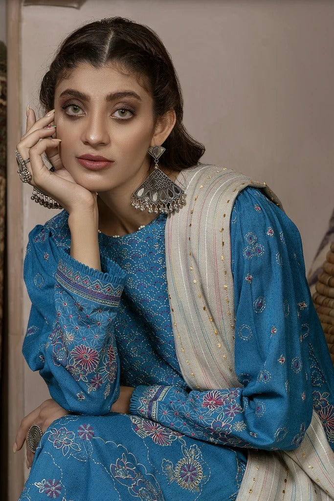 Lakhany 03 Piece Unstitched Embroidered Fancy Slub Suit WEC-5023