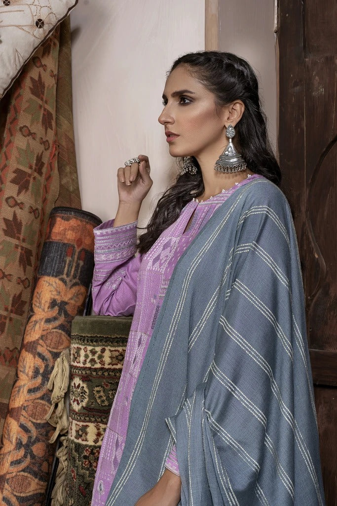 Lakhany 03 Piece Unstitched Embroidered Fancy Slub Suit WEC-5024