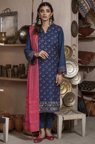 Lakhany 03 Piece Unstitched Embroidered Fancy Slub Suit WEC-5025