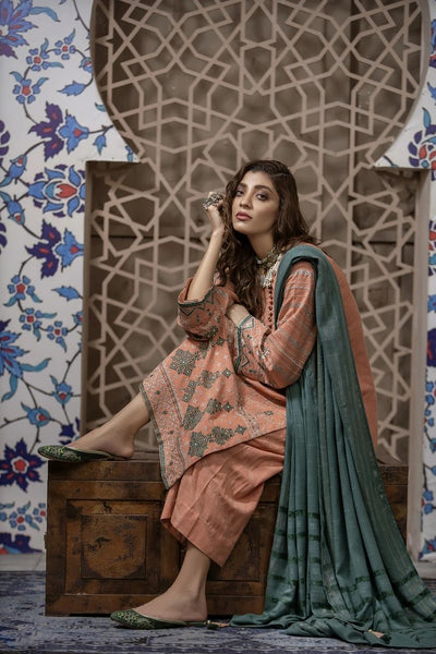 Lakhany 03 Piece Unstitched Embroidered Fancy Slub Suit WEC-5029