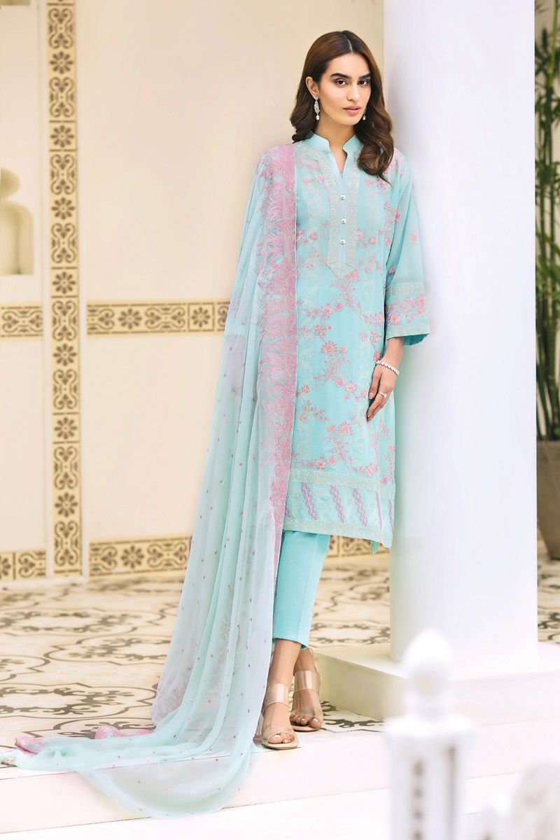 Ready to wear Gul Ahmed Embroidered Lawn with Chiffon Piece Suit WGB-231