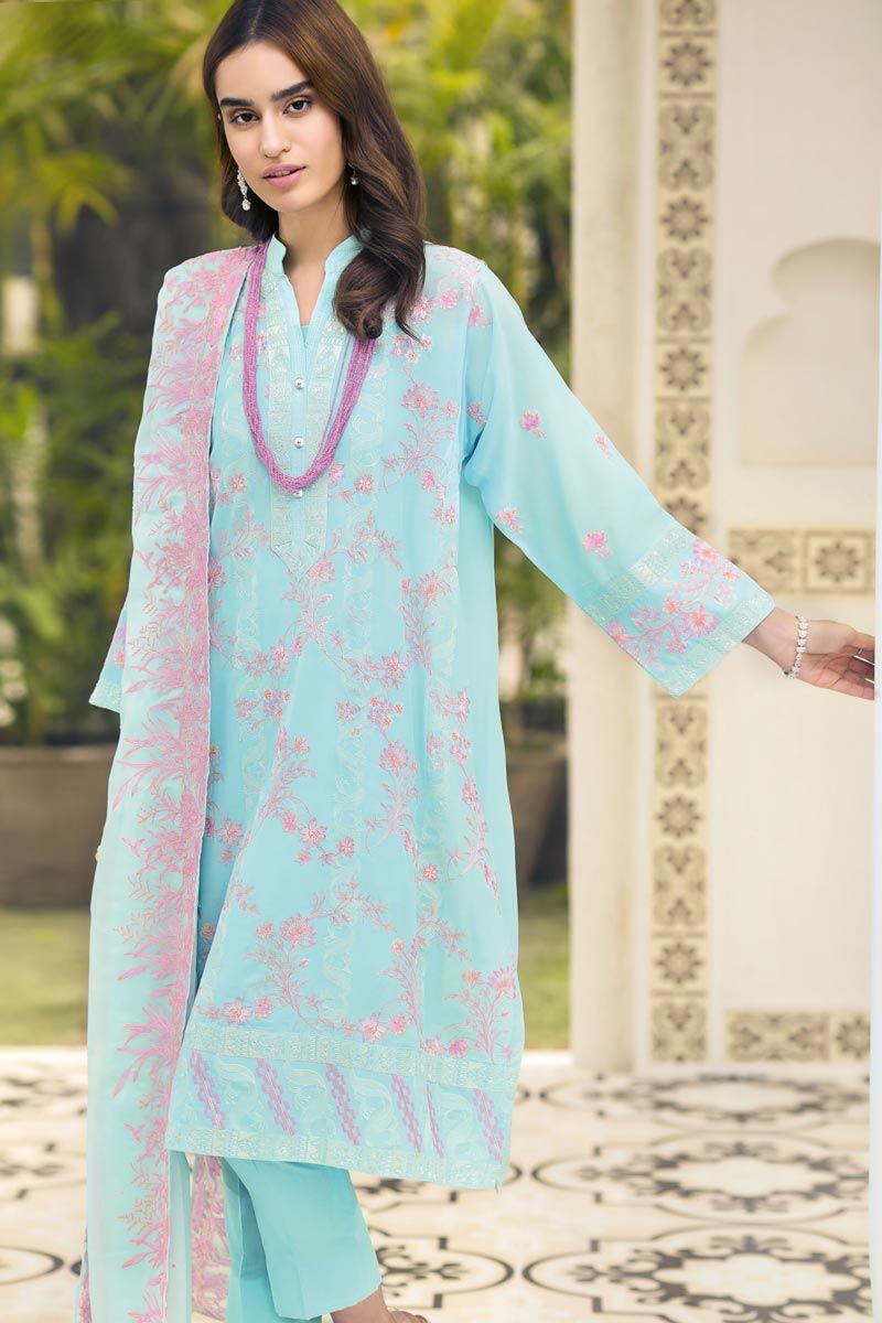 Ready to wear Gul Ahmed Embroidered Lawn with Chiffon Piece Suit WGB-231