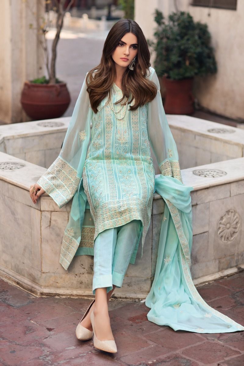 Ready to wear Gul Ahmed Embroidered Lawn with Chiffon  Piece Suit WGB-279