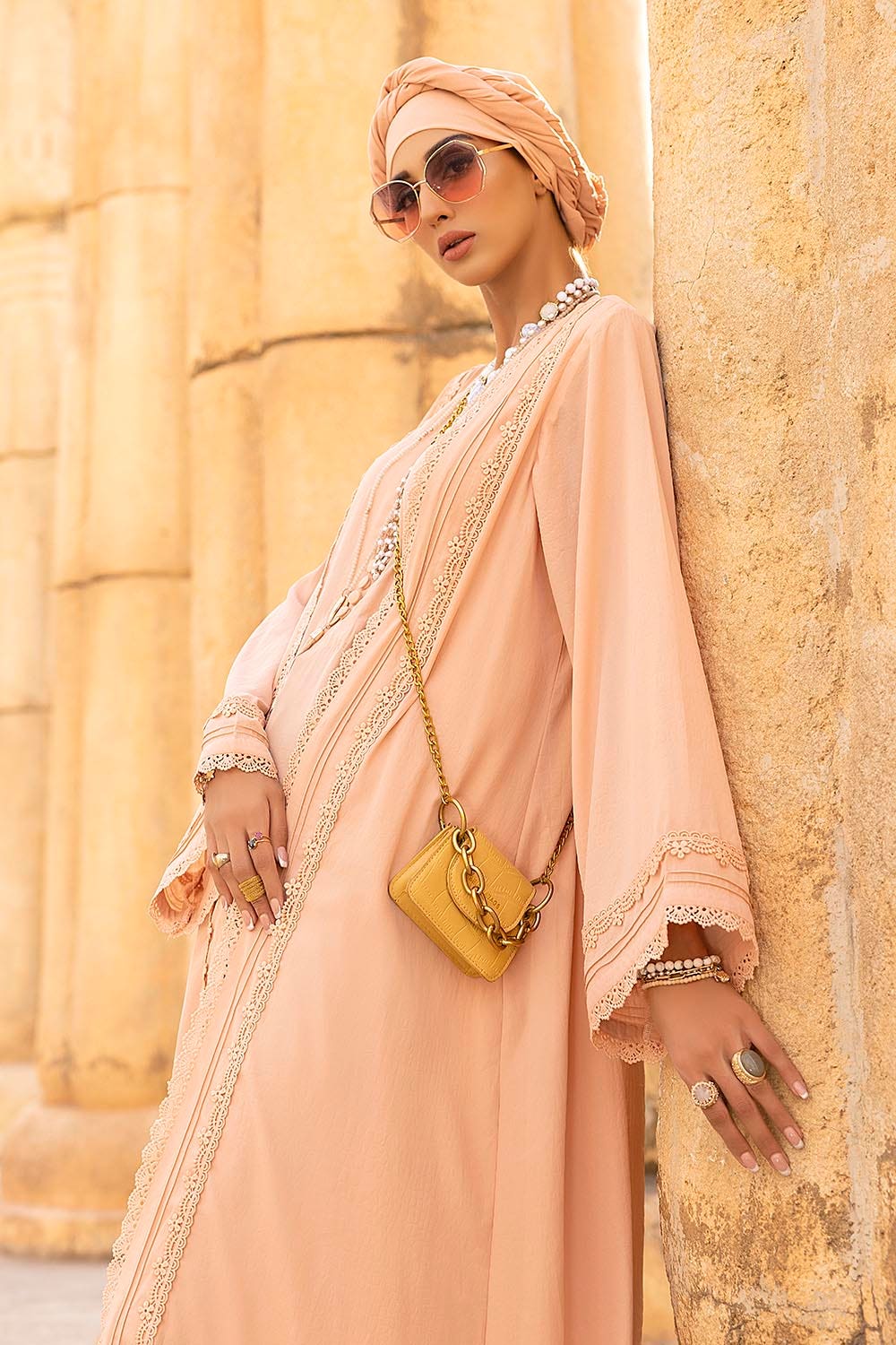 Gul Ahmed Ready To Wear Nisa Embellished Abaya With Dyed Scarf WGB-KAB-22018