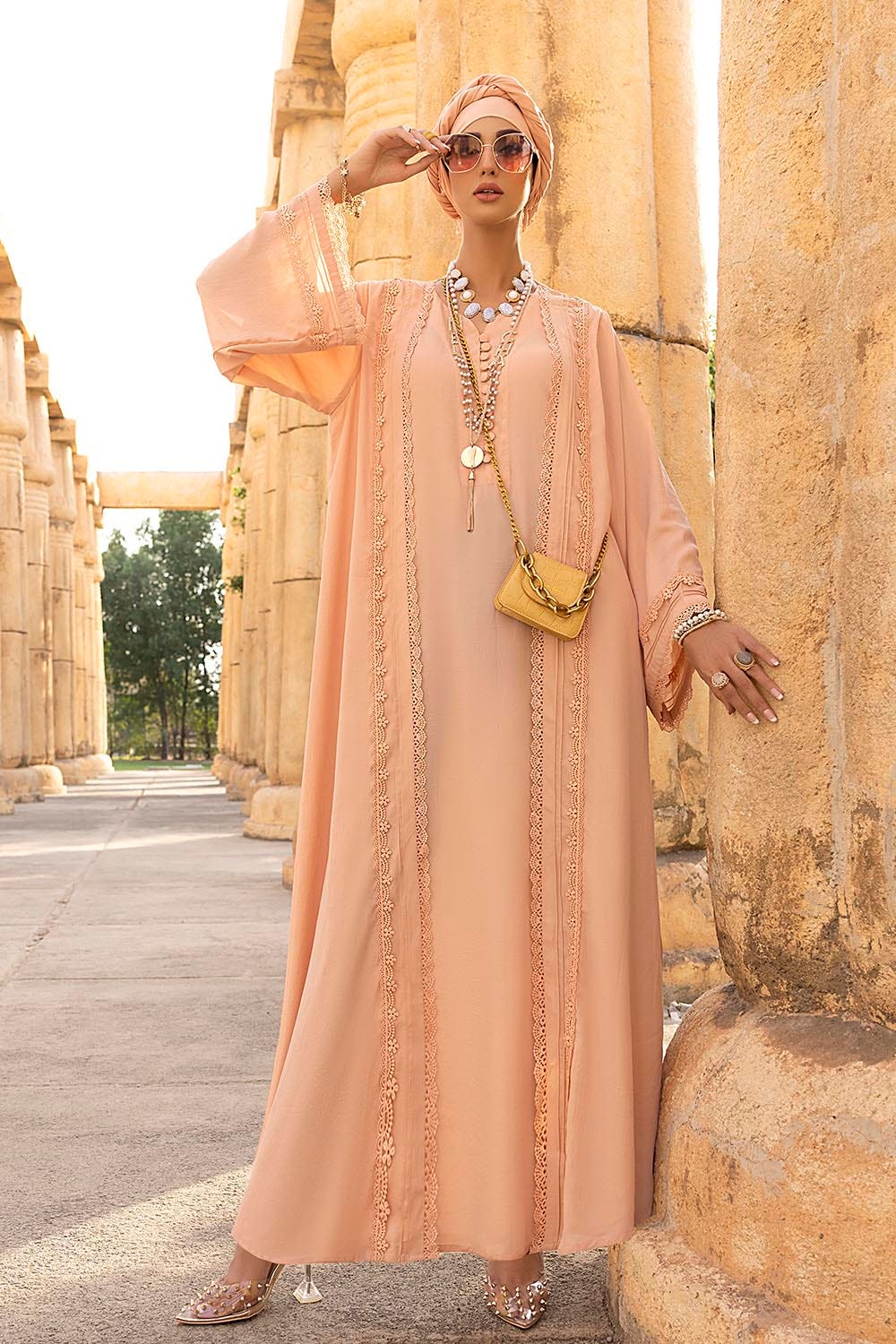 Gul Ahmed Ready To Wear Nisa Embellished Abaya With Dyed Scarf WGB-KAB-22018