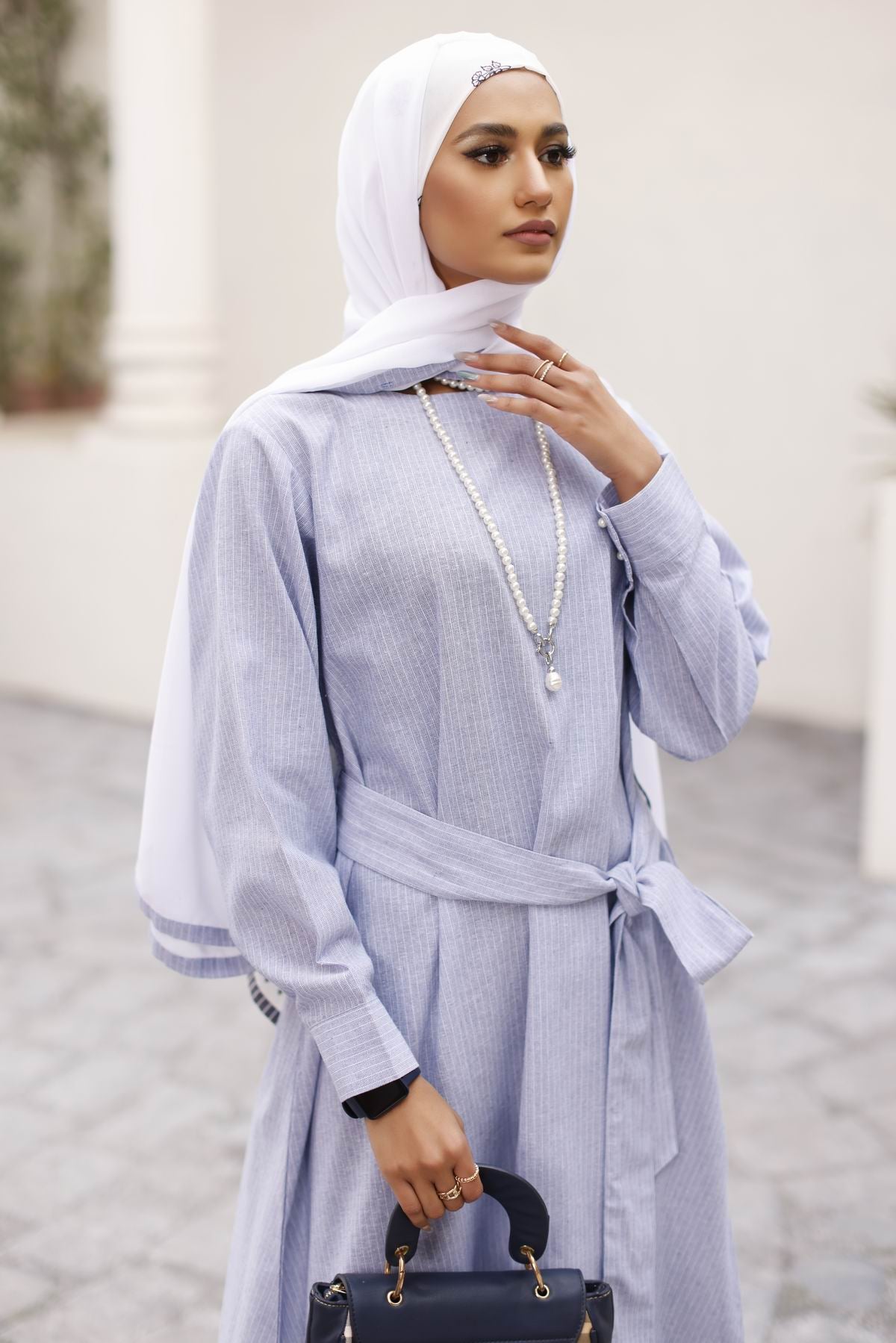 Gul Ahmed Ready To Wear Yard Dyed Abaya With Dyed Scarf - WGB-KAB-22071