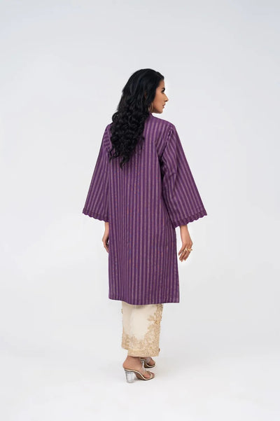 Gul Ahmed Kaaj 01 Piece Stitched Jacquard Stripes Shirt - WGK-JQS-DY-959