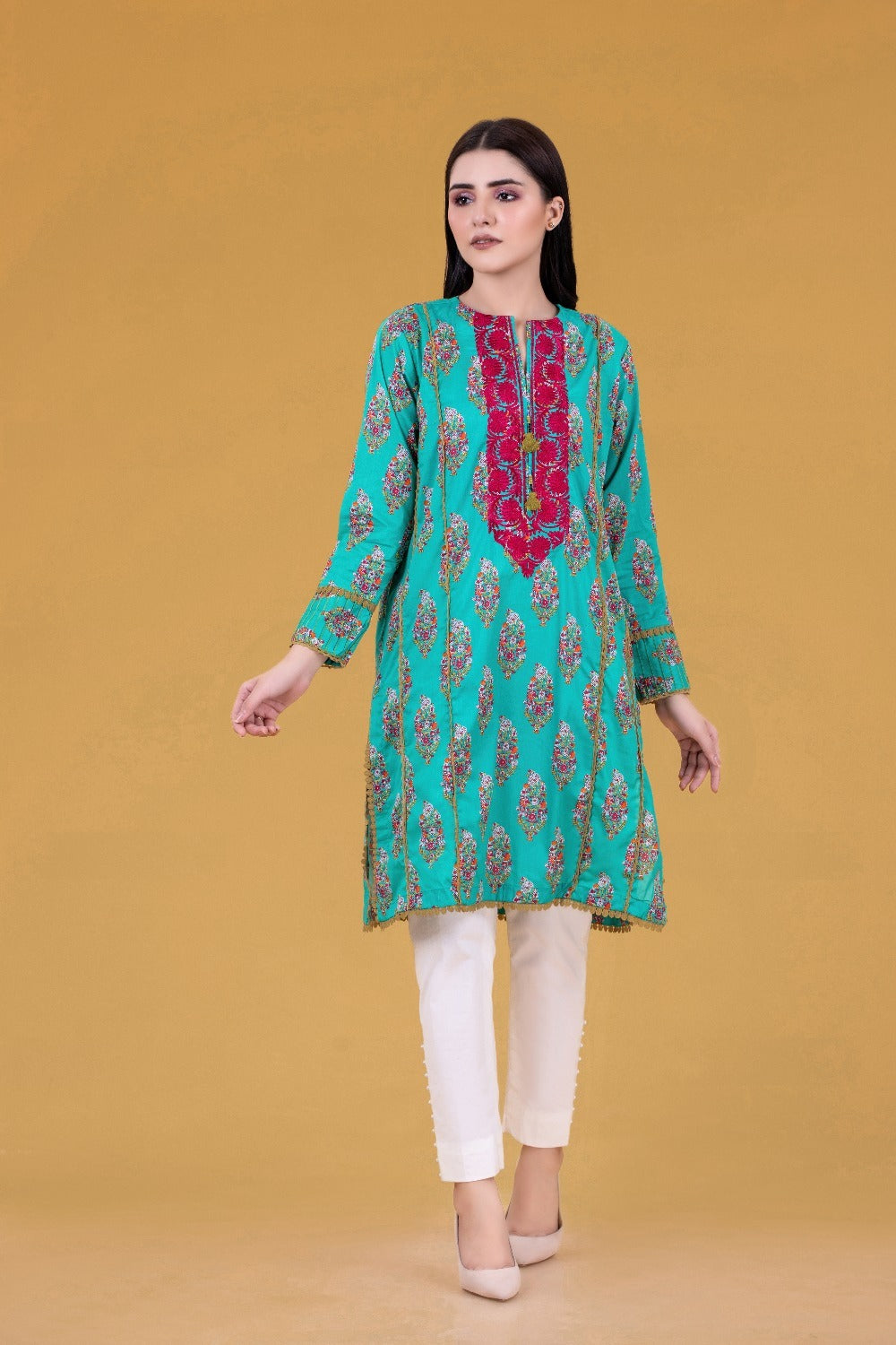 Gul Ahmed Ready To Wear Cambric Digital Printed Embroidered Shirt WGK-LWS-PE-246
