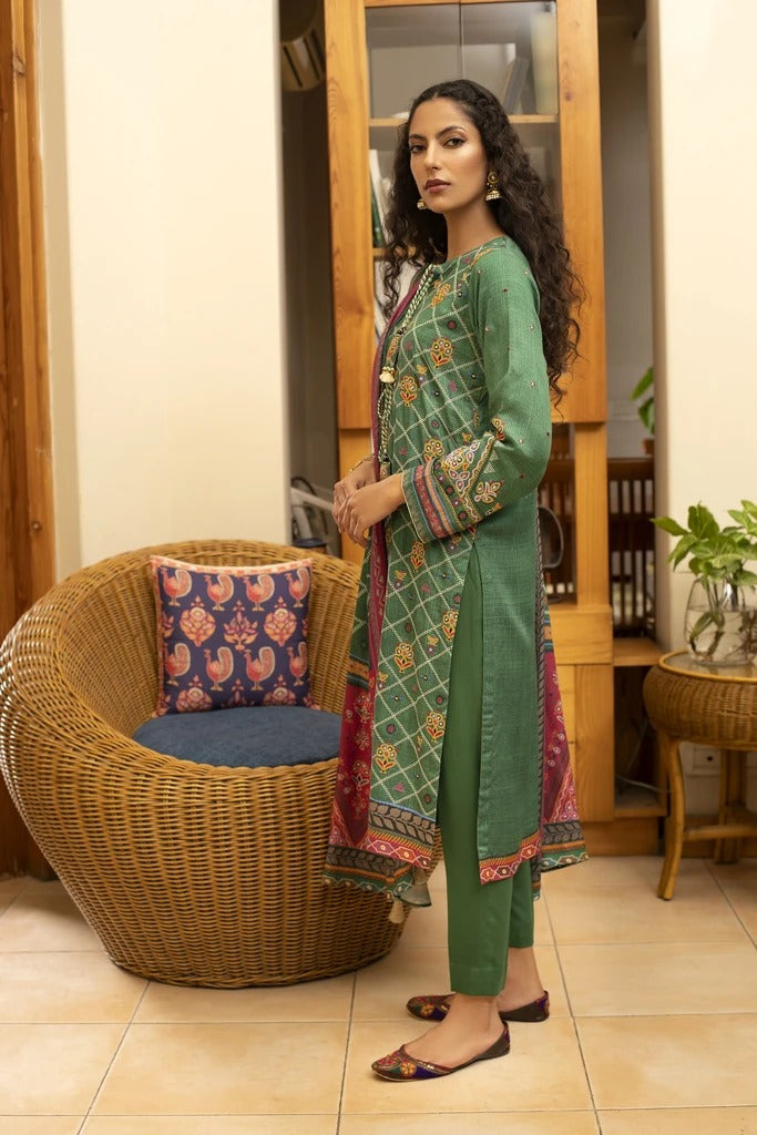 Lakhany 3 Piece Unstitched Embroidered Cottel Suit WLC-5033