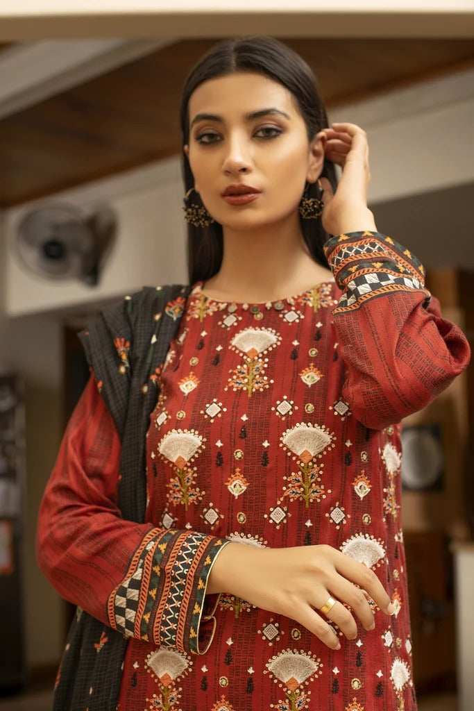 Lakhany 3 Piece Unstitched Embroidered Cottel Suit WLC-5035