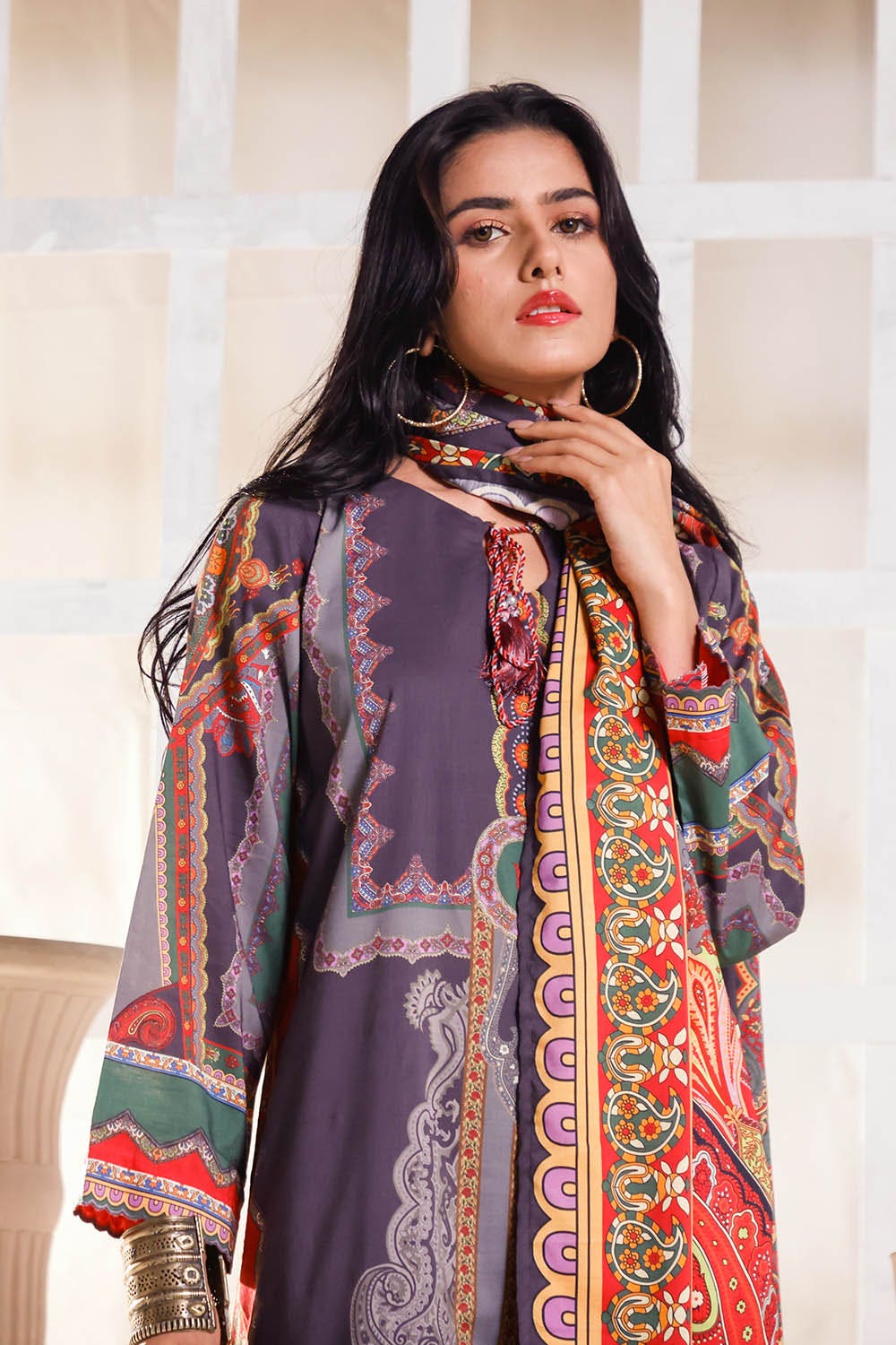 Gul Ahmed 3PC Linen Unstitched Digital Printed Suit WNS-12054 A