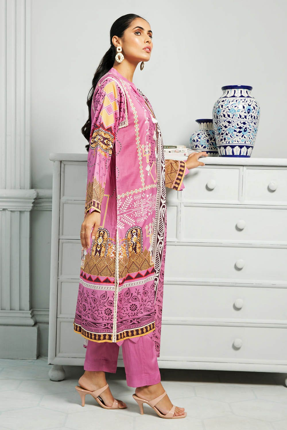 Gul Ahmed 3PC Stitched Linen Digital Printed Shawl Suit WNS-12091