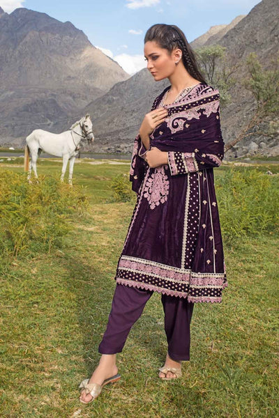 Gul Ahmed 3PC Unstitched Velvet Embroidered Suit WV-12003