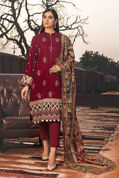 Gul Ahmed 3PC Unstitched Velvet Embroidered Suit WV-12006