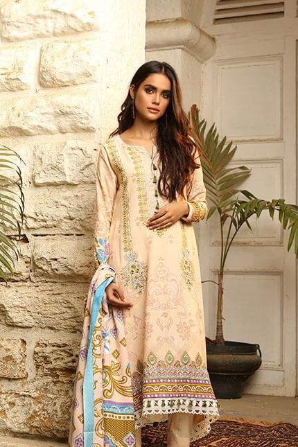 LSM Embroidered Winter Dress AE-6605 A - CREAM