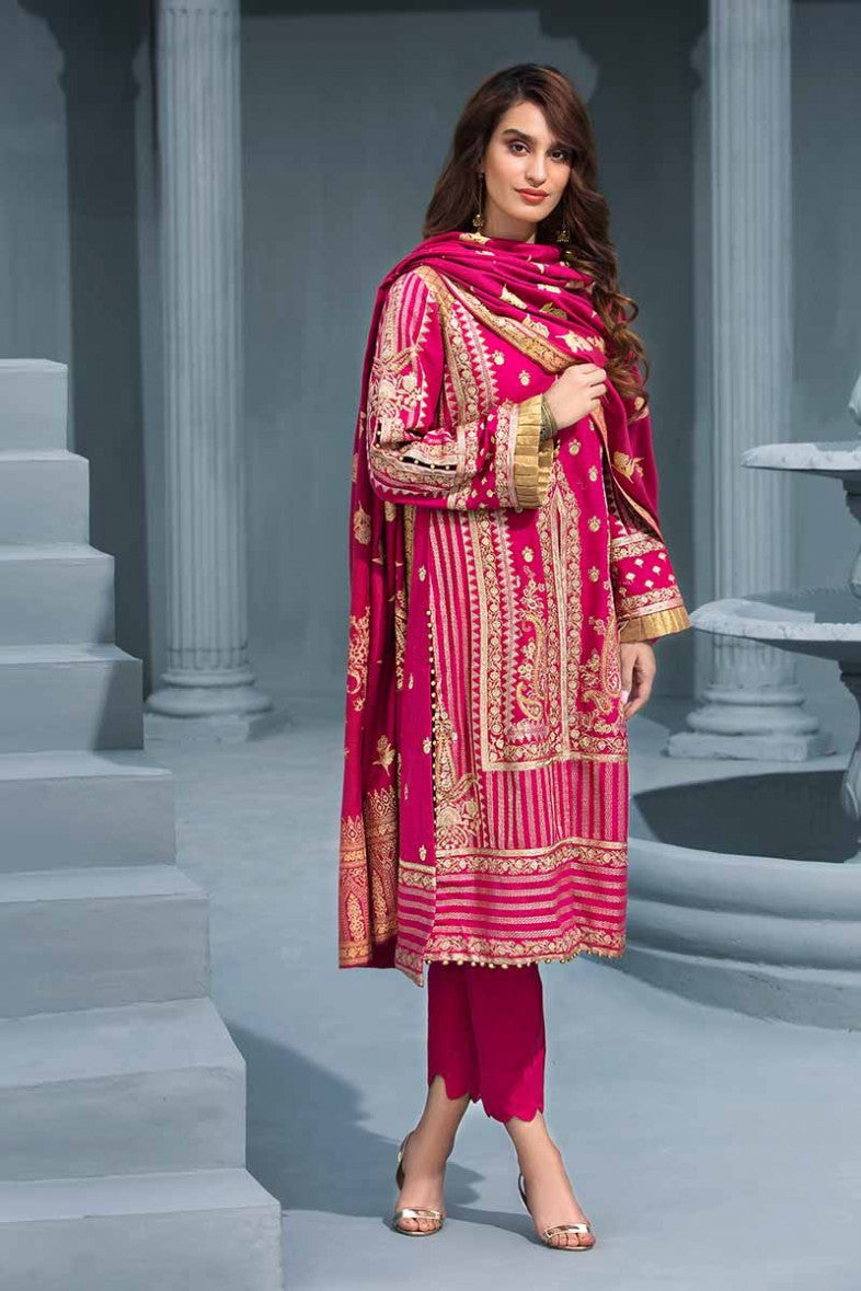 Gul Ahmed Embroidered Khaddar Unstitched 3 Piece Suit AY-08