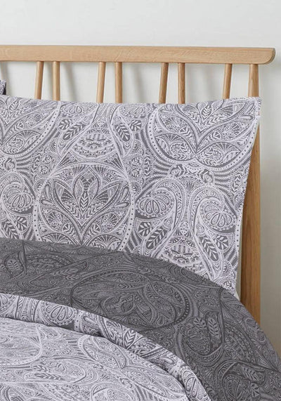 Vantona Paisley Damask Duvet Cover Set - Grey