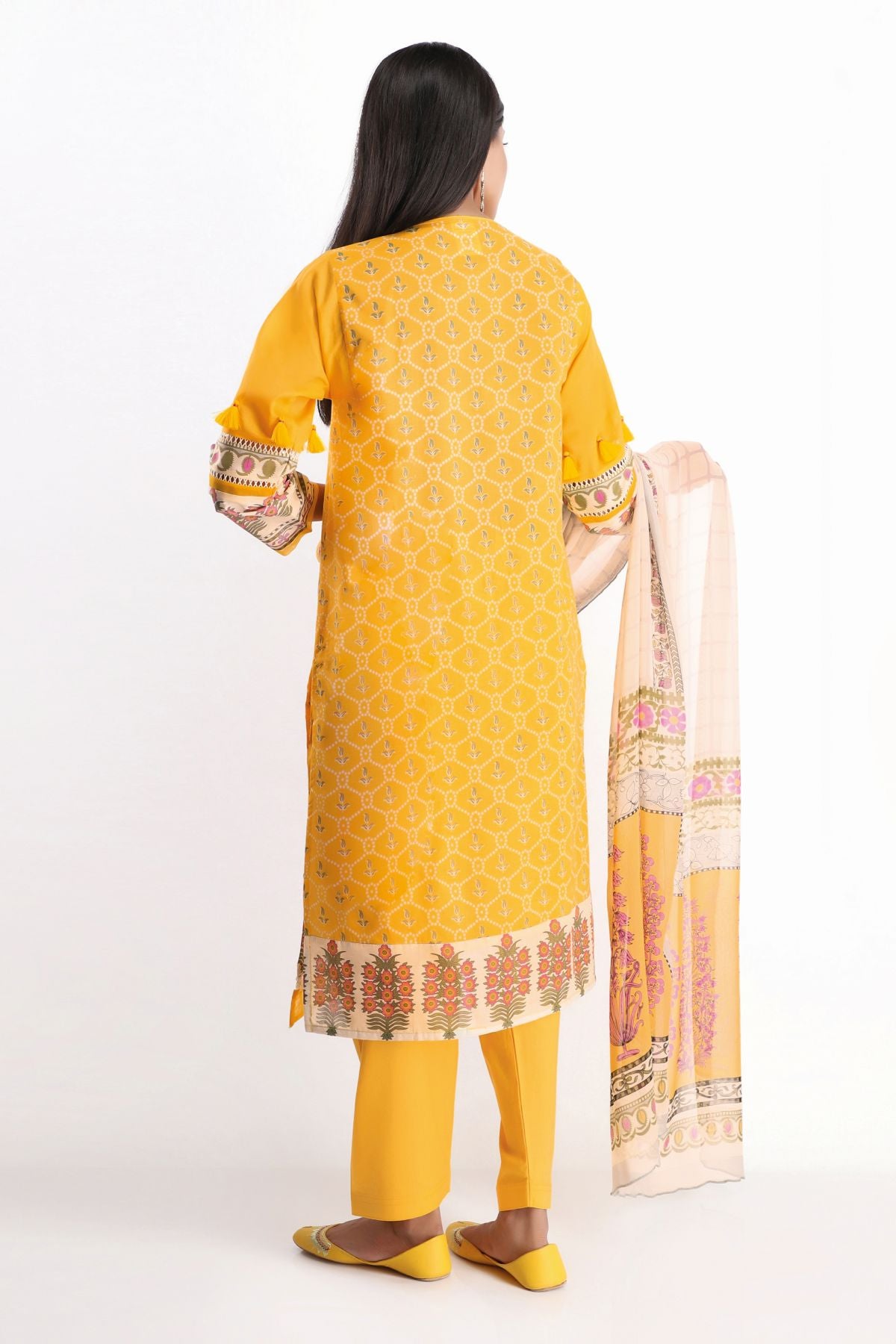 Khaadi 3 Piece Dobby Unstitched Suit R-20202 A YELLOW