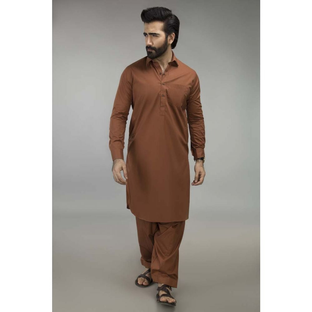 Gul Ahmed Ready to Wear Regular Fit Poly Viscose Rust Stitched Shalwar Kameez SKP-621